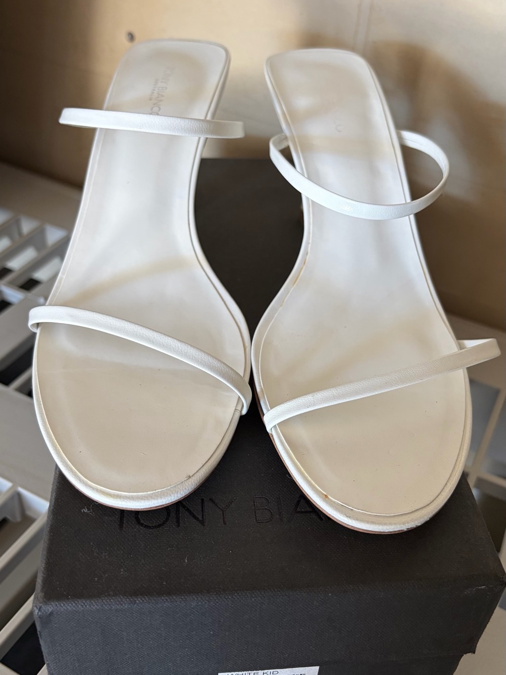 Tony Bianco White Double-Strap Slide Mules